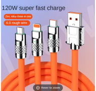 Dây Sạc Tự Ngắt - Dây Cáp Sạc Dữ Liệu Sạc Nhanh 100W Micro USB Type C 3 Trong 1 6A - 100W 3 trong 1