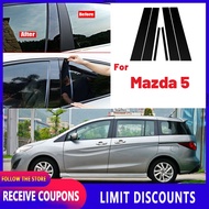 High quality Product details of 6 Pcs Glossy Black Car Door Window Center BC Pillar Post Stickers Trim External Decoration Films Auto Accessories For Mazda 5