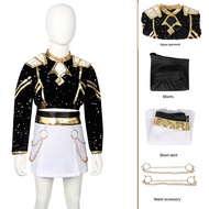 ชุดคอสเพลย์ผู้หญิงนักล่าปีศาจ Kpop ภาพยนตร์สำหรับเด็กเด็กผู้หญิง Zoey Mira Rumi สีดำทองชุดแต่งกายเทศ