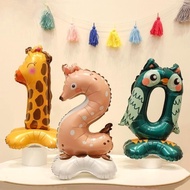 23inch Cartoon Number Balloons Stand Animal Digital Jungle Theme Birthday Christening Party Decor
