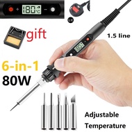 ［UK plug］7in1 80W Adjustable Temperature LCD Digital Electronics Soldering Welding Iron Tool
