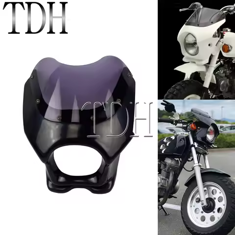 Black Motorcycle Front Light Headlight Fairing Cowl For Honda Kawasaki Suzuki Yamaha RZ50 YB-1 YD50 