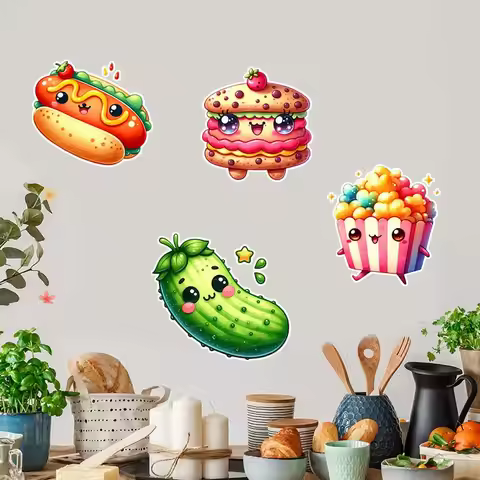 Kawaii Food Sticker Wall Stickers Kitchen Decoration Dining Room Living Room Cabinet Refrigerator Ho