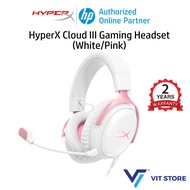 HYPERX Gaming Headset CLOUD III 9W1Q4AA White-Pink | WHITE & PINK Compatible with 3.5mm USB-C USB-A
