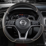 D Shape Car Steering Wheel Cover For Nissan X-Trail Qashqai March Serena Micra Kicks 2017-2019 Altima Teana 2019 Auto Accessories