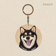 EMJOUR Double-Sided Embroidered Charm-Black Chai | Pet Souvenir Gift Dog Key Ring Bag Accessories De