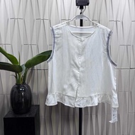 9935 Tencel Linen Embroidered Edge Thin Waistcoat