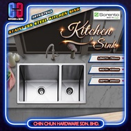 SORENTO SRTKS7543 Double Bowl Kitchen Sink | Sorento Sink | Sinki Dapur Stainless Steel | Chin Chun 
