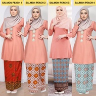 [NEW ARRIVAL] KURUNG RIAU BATIK IN PEACH SALMON / BAJU KURUNG PLUS SAIZ