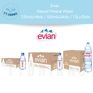 Evian Natural Mineral Water 330mlx24btls / 500mlx24btls / 1.5Lx12btls