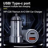 WK DESIGN WP-C28 FAST CHARGING A+C 18W IN CAR CHARGER (SILVER)