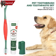 RL Pet Cat Dog Toothbrush and Toothpaste Set 360 Pet Oral Cleaning Toothbrush + Beef/Vanilla Toothpa