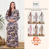 Baju Raya 2026 MK Exclusive Baju Kurung Raya Moden Qaseh Printed Silk Baju Kurung Perempuan [K8/201]