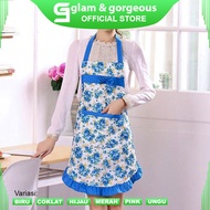 Korean Floral Lace Pocket Kitchen Apron Apron for Woman Apron Waterproof - CM017