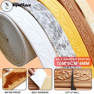 KS 10Meters/Roll 3D Pattern Sticker Wall Trim Line Skirting Border Decor Self Adhesive Household Wat