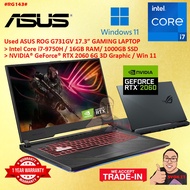 #RG143 USED ASUS ROG STRIX Gaming Laptop G731GV intel i7-9750H 16GB 1TB SSD NVIDIA RTX2060 RTX 2060 