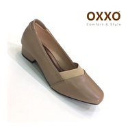 OXXO รองเท้าแฟชั่น รองเท้าคัทชู รองเท้าใส่ทำงาน หญิง ทรงหัวตัด หน้ากว้าง เท้าบาน เท้าอวบก็ใส่ได้ ประดับด้วยยางยืดเพิ่มความกระชับ SM3345