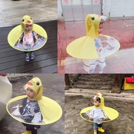 Baju Hujan Kanak-Kanak Berbentuk Itik UFO Kartun, Ponco Hujan Bayi Itik Kuning Comel, Pakaian Hujan 