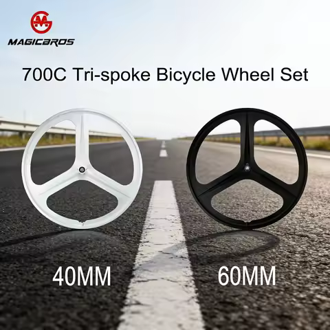 MAGICBROS Fixed Gear Bike Front Wheel 700C Three-Spoke Magnesium Alloy Hub One-Piece Track Bike Sing