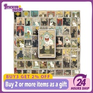 78PCS Tarot Cards Sticker Retro Style Cat Tarot Cards Pattern Cartoon Graffiti Decoration Sticker
