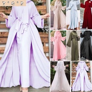 Abaya plain dress muslimah plus max size jubah dubai loose chiffon Fashion long sleeves muslim dress kaftan Baju raya 2022