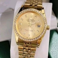 Rolex date just diamond stone quartz analog stylish stainless steel jam tangan Lelaki battery watche