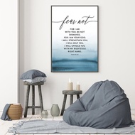 Bible Verse Isaiah 41:10 Fear Not Quote Poster Hd Print Canvas Painting Christian Picture Blue