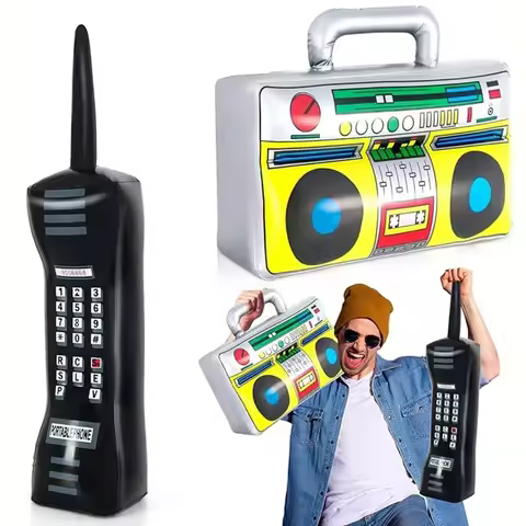 2 Pcs Set Of 90s Inflatable Radio Toys, Party Decorations, Phone Shaped Balloon Toys Hip-Hop Themed 