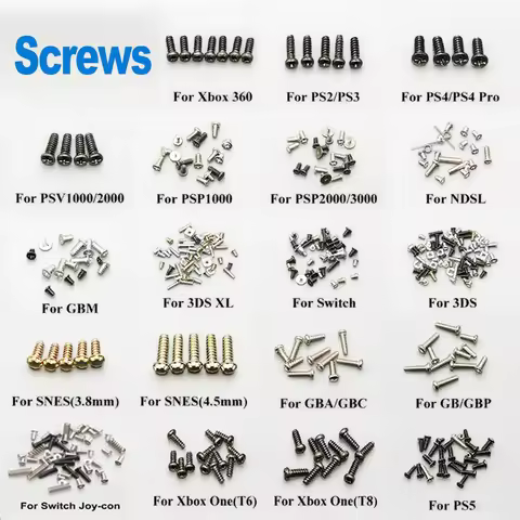 Screw Set Suitable For PS2 PS3 PS4 Pro PS5 Xbox 360 PSP 1000/2000/3000 3DS XL SNES NDSL GB GBA GBP W