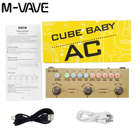 M-VAVE Cube Baby AC Pro Acoustic Guitar Processor | 9 AMP/IR Sims w/ Dly/Chs/Rvb FX | USB Audio Inte