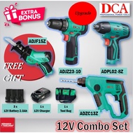 DCA 12V Cordless Combo Set ( ADJF15 Sarbe Saw / ADJZ23-10 Driver Drill / ADPL02-8 Impact Driver / ADZC13 Hammer Drill )