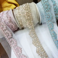 Border Lace Crystal tinggi  3cm,border lace cantik Trimming Lace Border Lace Corded Ready Stock