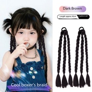 2PCS Kids Grils Twist Braids Hair Extension Ponytail Hair Wig with Elastic Hair Rope Braids