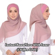 Instant Bawal Love Bawal Segi Tiga With Inner (Chiffon Voile)