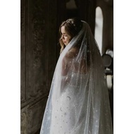 Sparkly Bridal Veil Star Moon Glitter Cathedral Wedding Shawl Cape