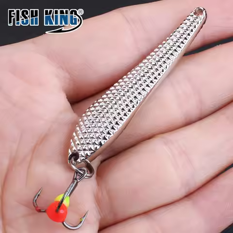 FISH KING Winter Ice Fishing Lure 7g/12g 55mm/70mm 1PCS Gold Silver Hard Baits Metal Spinner Spoon W