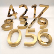 Number Plate House Thin Font Stainless Steel Raised Edge Size 10 Cm. Gold Colour