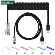 POKERFACE USB A to Type C for Mechanical Gaming Keyboard Double Sleeved Wire with GX16 Detachable Av