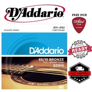 (READY STOCK) D'Addario Acoustic Steel Strings Set  EZ910 .011 - .052  Tali Gitar Akustik