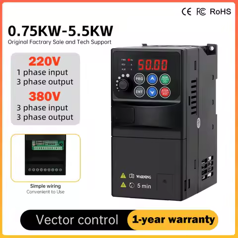 VFD Inverter 0.75KW 1.5KW 2.2KW Frequency Inverter 1P-3P 220V 3P-3P 380V Output Frequency Converter 