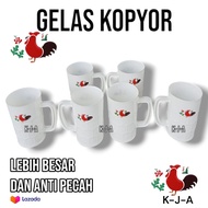 gelas kopyor plastik motif ayam jago 1pc COD Gelas Gagang Besar Kopyor Ayam Jago / Gelas Minum / Gel