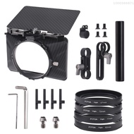 FOTGA Mini Matte Box Lightweight with Top Flag 15mm Rod 4pcs Lens Adapter Rings(67mm/72mm/77mm/82mm) for DSLR Mirrorless Cameras Supporting 4x4in/ 4x5.65in/100x100mm Filters