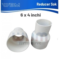 Reducer socket 6 x 4 inch pvc over socket