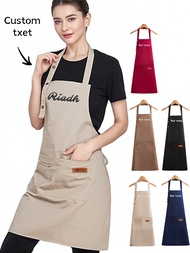 1pc Personalized Adult Aprons - Embroidered Waterproof Canvas Multi Pocket Tool Apron For Grilling,