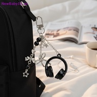 NewBaby Y2K Music Earphone Beaded Keychain Mini Headset Pendant Keyring for Bag Travel Fashion Girls