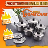 Anna Pans set 5pcs Stainles Pans set Stainless Steel 555 Contents 5 Sets+steamer/Panci steamer/Panci