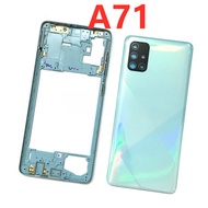 Middle Frame + Back Cover For Samsung Galaxy A71 A71F Battery Case Rear Housing With Power Volume Bu