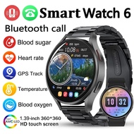 นาฬิกาอัจฉริยะสำหรับ Galaxy Watch 6 GPS สำหรับผู้ชาย AMOLED แสดงอุณหภูมิร่างกายน้ำตาลในเลือดนาฬิกาอัจฉริยะพูดคุย BT สำหรับ Samsung