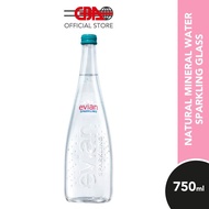 Evian Sparkling Natural Mineral Water Glass (750ml)