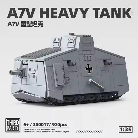 Third-party new product 300017 - a set of building blocks featuring the German A7V heavy tank, suita